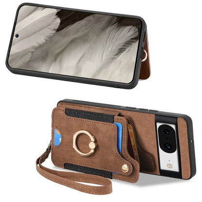 D4 For Google Pixel 8 Cell Phone Case Leather+TPU Back Cover with RFID Blocking Card Holder