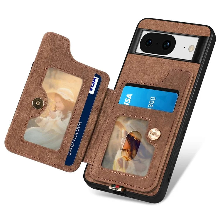 D4 For Google Pixel 8 Cell Phone Case Leather+TPU Back Cover with RFID Blocking Card Holder