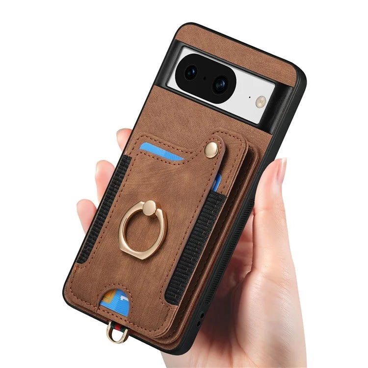 D4 For Google Pixel 8 Cell Phone Case Leather+TPU Back Cover with RFID Blocking Card Holder