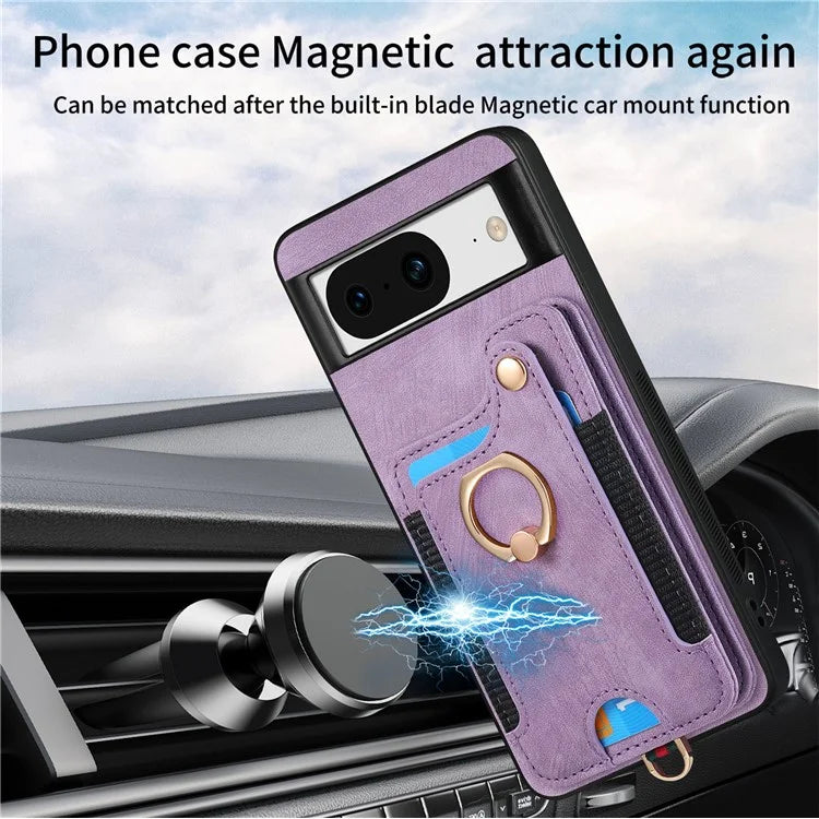 D4 For Google Pixel 8 Cell Phone Case Leather+TPU Back Cover with RFID Blocking Card Holder