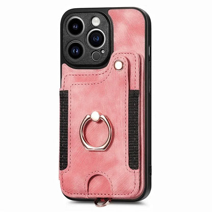 D4 For iPhone 13 Pro Max Phone Case RFID Blocking Cell Phone Back Cover Card Slots Kickstand