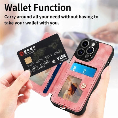 D4 For iPhone 13 Pro Max Phone Case RFID Blocking Cell Phone Back Cover Card Slots Kickstand