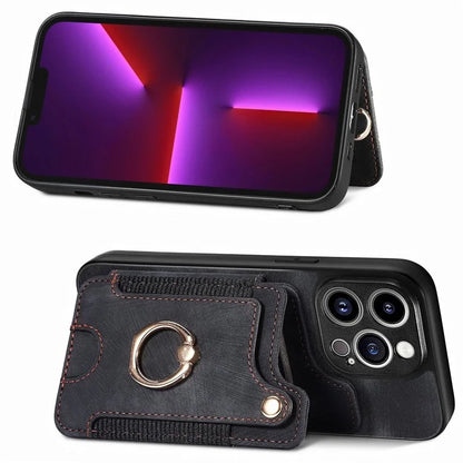 D4 For iPhone 13 Pro Max Phone Case RFID Blocking Cell Phone Back Cover Card Slots Kickstand
