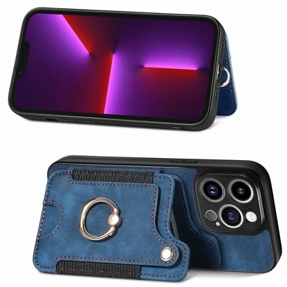 D4 For iPhone 13 Pro Max Phone Case RFID Blocking Cell Phone Back Cover Card Slots Kickstand