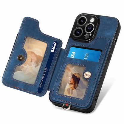 D4 For iPhone 13 Pro Max Phone Case RFID Blocking Cell Phone Back Cover Card Slots Kickstand