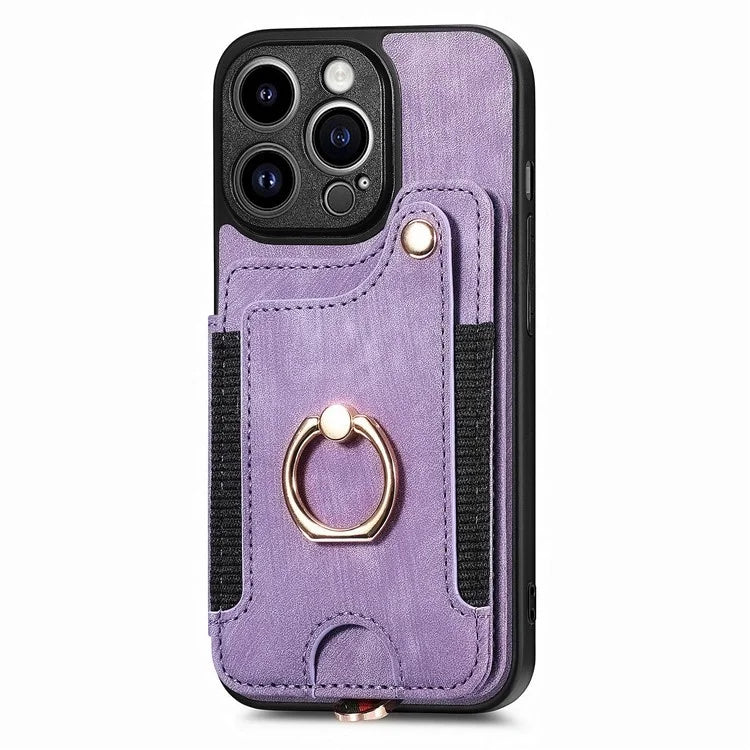 D4 For iPhone 13 Pro Max Phone Case RFID Blocking Cell Phone Back Cover Card Slots Kickstand