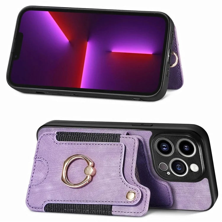 D4 For iPhone 13 Pro Max Phone Case RFID Blocking Cell Phone Back Cover Card Slots Kickstand