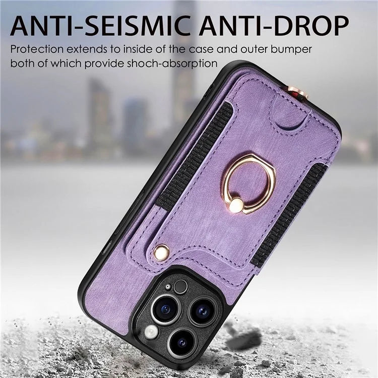 D4 For iPhone 13 Pro Max Phone Case RFID Blocking Cell Phone Back Cover Card Slots Kickstand
