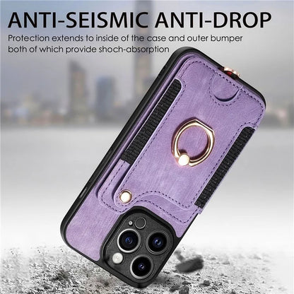 D4 For iPhone 13 Pro Max Phone Case RFID Blocking Cell Phone Back Cover Card Slots Kickstand