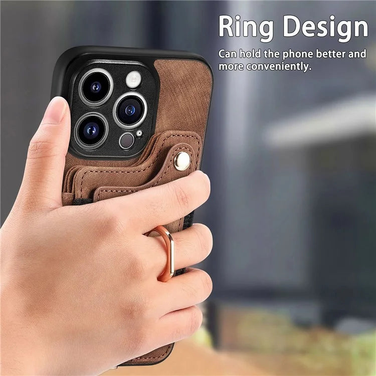 D4 For iPhone 13 Pro Max Phone Case RFID Blocking Cell Phone Back Cover Card Slots Kickstand