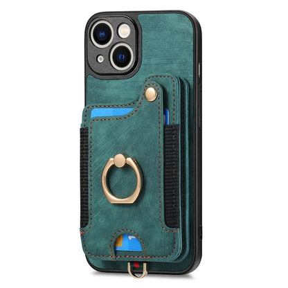 D4 For iPhone 14 Case Card Slots Kickstand RFID Blocking Leather Back Cover