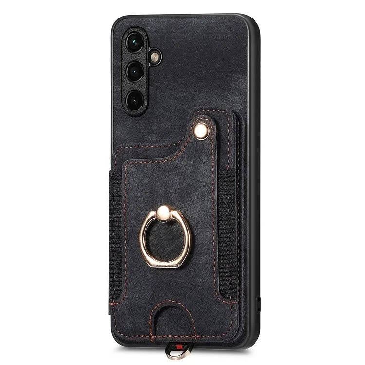 D4 For Samsung Galaxy A05s 4G Card Slots Case RFID Blocking Retro PU+TPU Phone Cover
