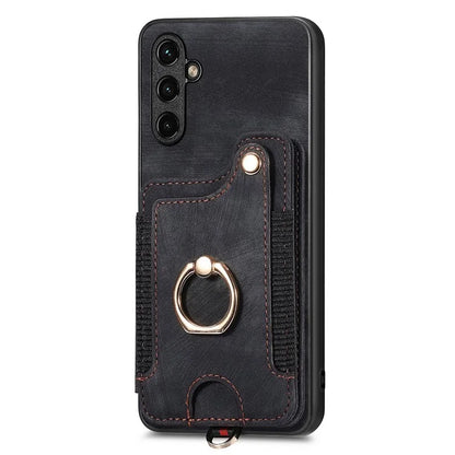 D4 For Samsung Galaxy A05s 4G Card Slots Case RFID Blocking Retro PU+TPU Phone Cover