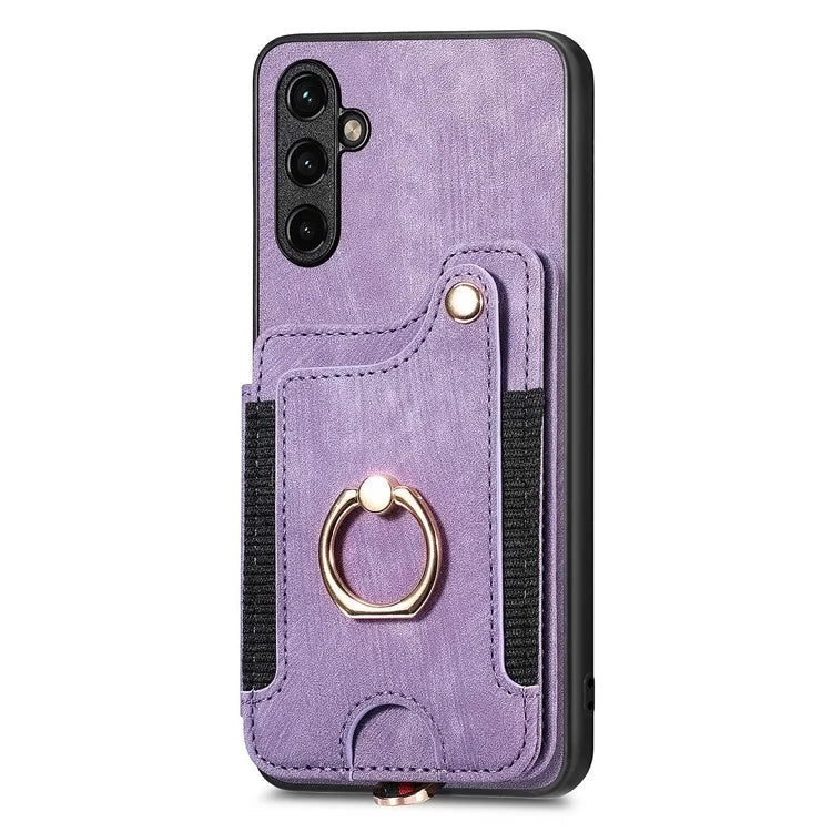 D4 For Samsung Galaxy A05s 4G Card Slots Case RFID Blocking Retro PU+TPU Phone Cover