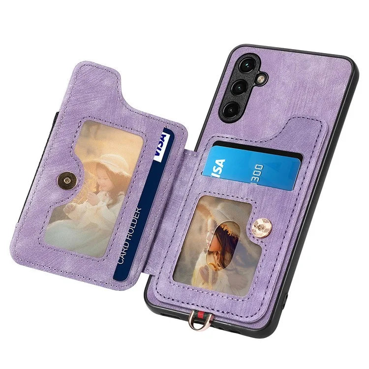 D4 For Samsung Galaxy A05s 4G Card Slots Case RFID Blocking Retro PU+TPU Phone Cover