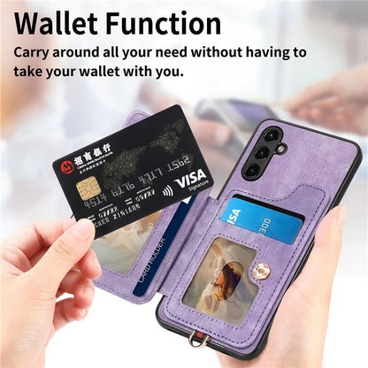 D4 For Samsung Galaxy A05s 4G Card Slots Case RFID Blocking Retro PU+TPU Phone Cover