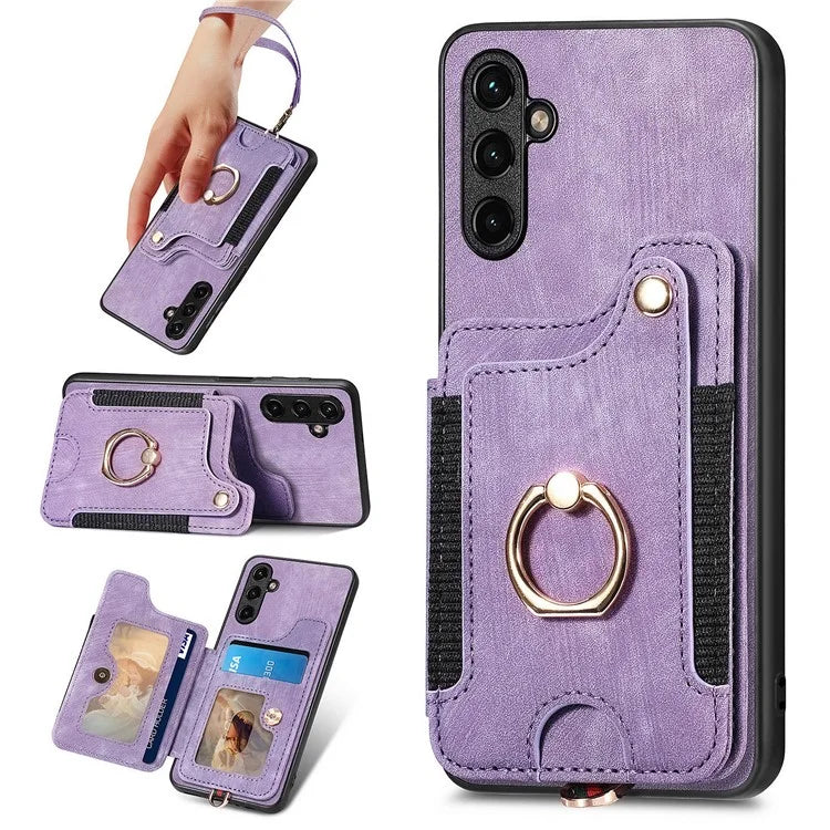 D4 For Samsung Galaxy A13 5G / A04s 4G (164.7 x 76.7 x 9.1 mm) RFID Blocking Phone Case with Ring Holder