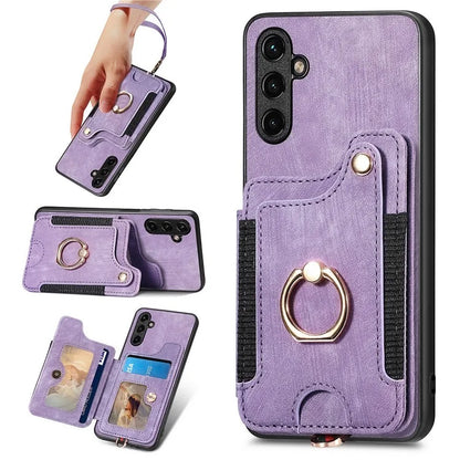D4 For Samsung Galaxy A13 5G / A04s 4G (164.7 x 76.7 x 9.1 mm) RFID Blocking Phone Case with Ring Holder