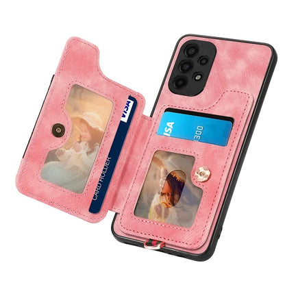 D4 For Samsung Galaxy A13 4G Case Leather Coated TPU RFID Blocking Phone Cover with Ring Kickstand