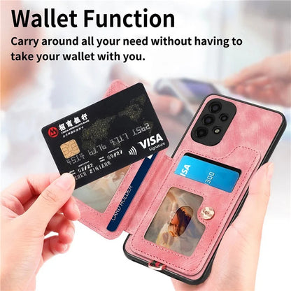 D4 For Samsung Galaxy A13 4G Case Leather Coated TPU RFID Blocking Phone Cover with Ring Kickstand