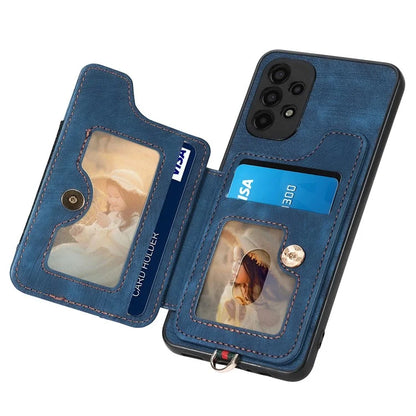 D4 For Samsung Galaxy A13 4G Case Leather Coated TPU RFID Blocking Phone Cover with Ring Kickstand