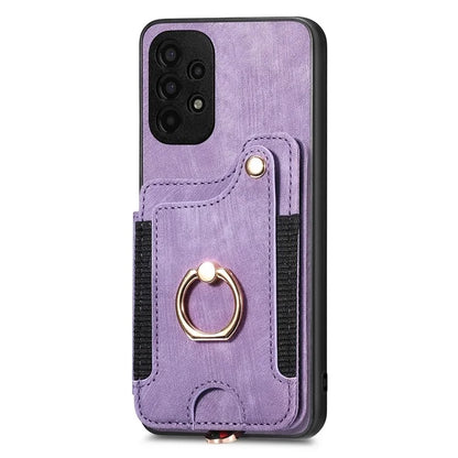 D4 For Samsung Galaxy A13 4G Case Leather Coated TPU RFID Blocking Phone Cover with Ring Kickstand