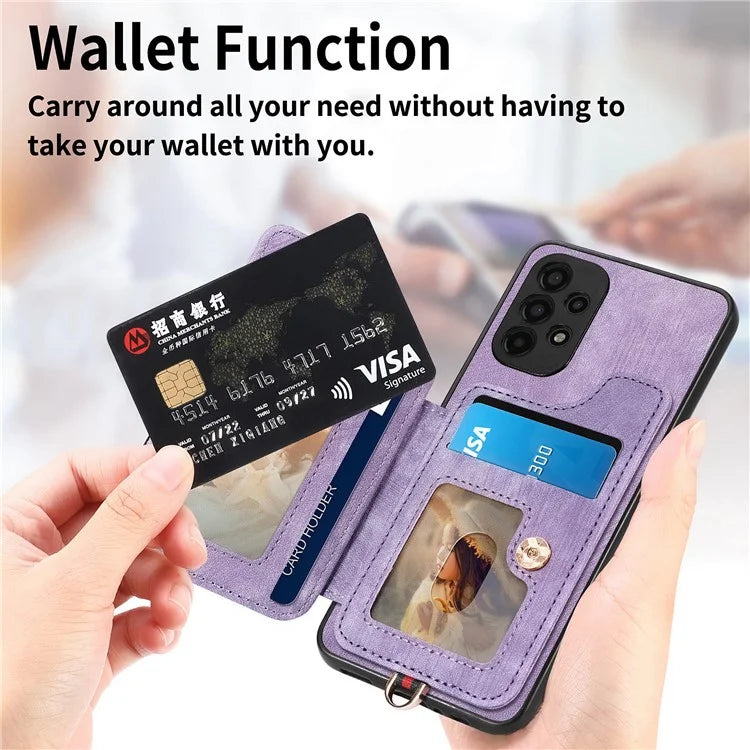 D4 For Samsung Galaxy A13 4G Case Leather Coated TPU RFID Blocking Phone Cover with Ring Kickstand