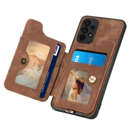 D4 For Samsung Galaxy A13 4G Case Leather Coated TPU RFID Blocking Phone Cover with Ring Kickstand