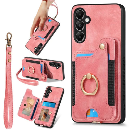 D4 For Samsung Galaxy A14 4G / 5G Case with Card Holder RFID Blocking Retro Leather Back Cover