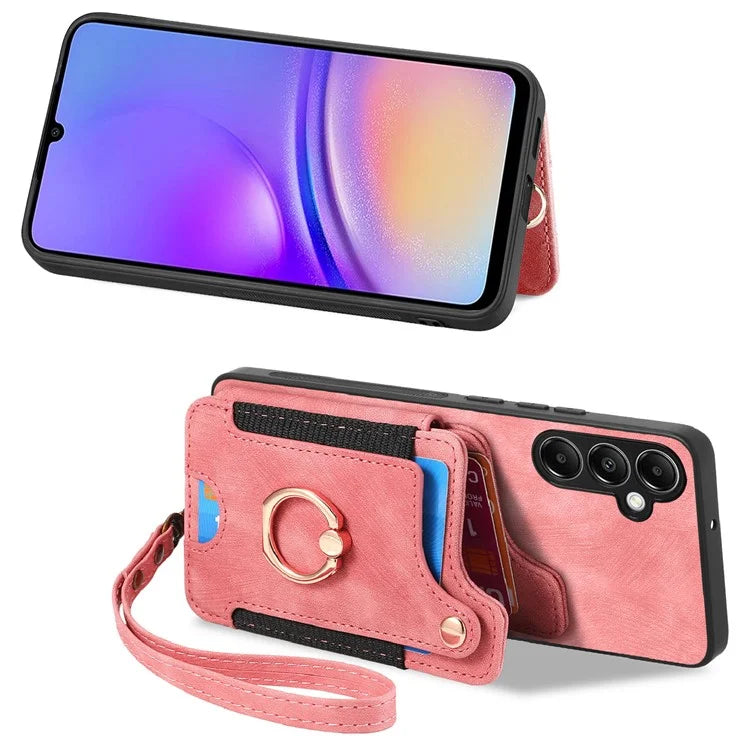 D4 For Samsung Galaxy A14 4G / 5G Case with Card Holder RFID Blocking Retro Leather Back Cover