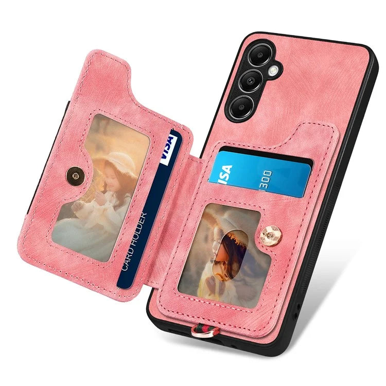 D4 For Samsung Galaxy A14 4G / 5G Case with Card Holder RFID Blocking Retro Leather Back Cover
