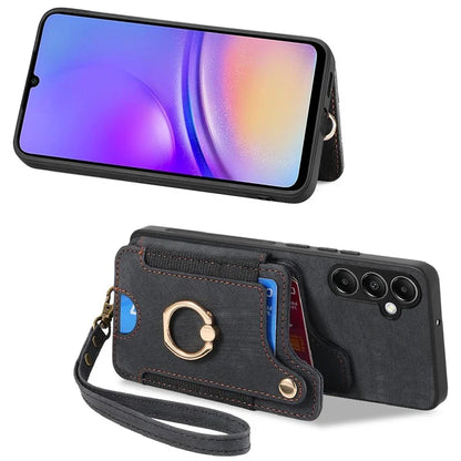 D4 For Samsung Galaxy A14 4G / 5G Case with Card Holder RFID Blocking Retro Leather Back Cover
