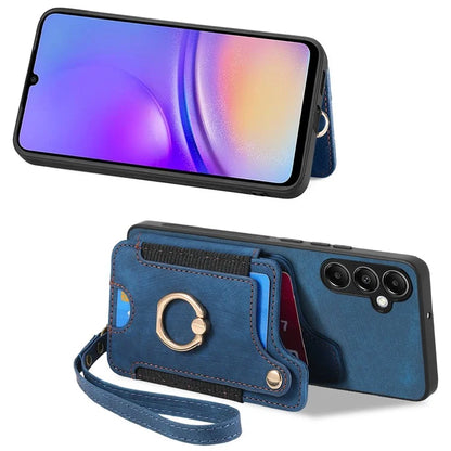 D4 For Samsung Galaxy A14 4G / 5G Case with Card Holder RFID Blocking Retro Leather Back Cover