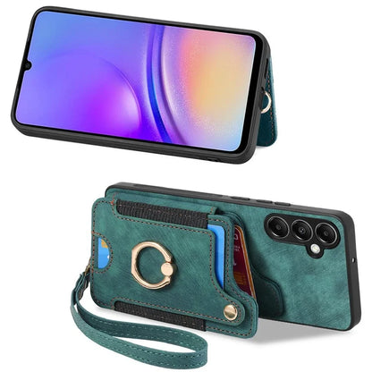 D4 For Samsung Galaxy A14 4G / 5G Case with Card Holder RFID Blocking Retro Leather Back Cover