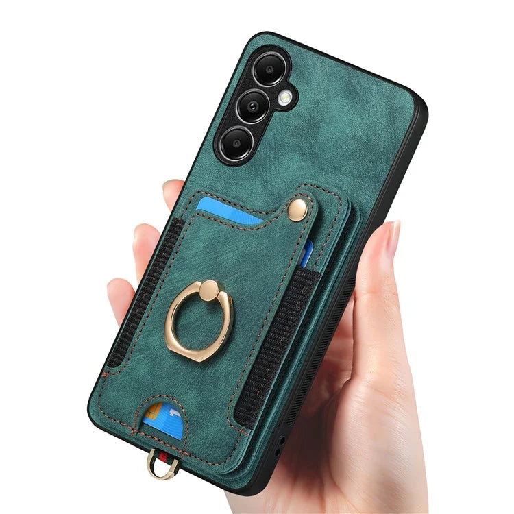 D4 For Samsung Galaxy A14 4G / 5G Case with Card Holder RFID Blocking Retro Leather Back Cover