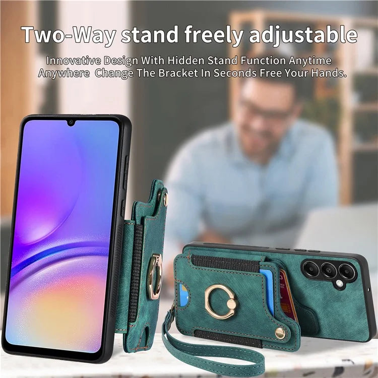 D4 For Samsung Galaxy A14 4G / 5G Case with Card Holder RFID Blocking Retro Leather Back Cover