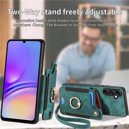 D4 For Samsung Galaxy A14 4G / 5G Case with Card Holder RFID Blocking Retro Leather Back Cover
