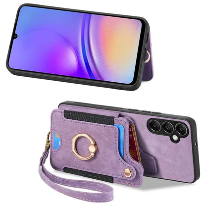 D4 For Samsung Galaxy A14 4G / 5G Case with Card Holder RFID Blocking Retro Leather Back Cover