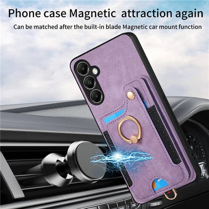 D4 For Samsung Galaxy A14 4G / 5G Case with Card Holder RFID Blocking Retro Leather Back Cover