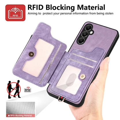 D4 For Samsung Galaxy A14 4G / 5G Case with Card Holder RFID Blocking Retro Leather Back Cover