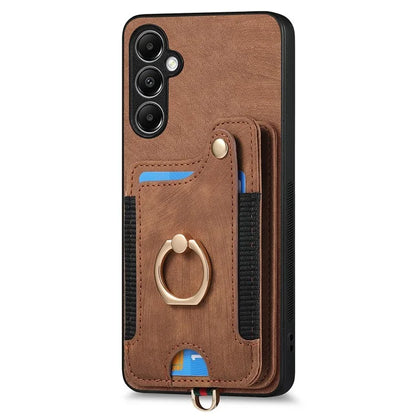 D4 For Samsung Galaxy A14 4G / 5G Case with Card Holder RFID Blocking Retro Leather Back Cover