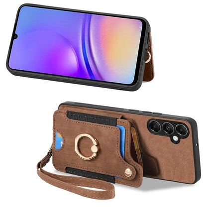 D4 For Samsung Galaxy A14 4G / 5G Case with Card Holder RFID Blocking Retro Leather Back Cover
