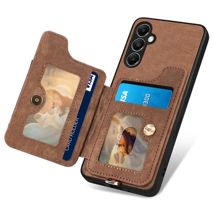 D4 For Samsung Galaxy A14 4G / 5G Case with Card Holder RFID Blocking Retro Leather Back Cover