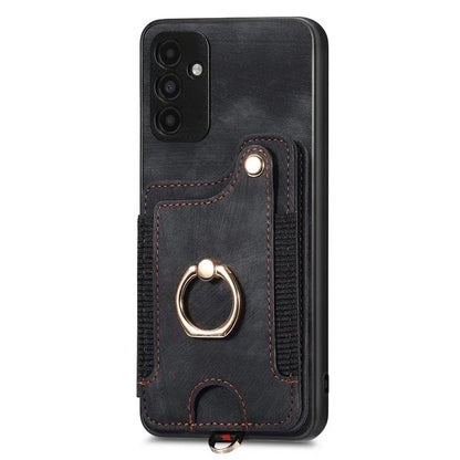 D4 For Samsung Galaxy A15 4G / 5G Phone Case Kickstand Card Holder RFID Blocking Leather+TPU Cover