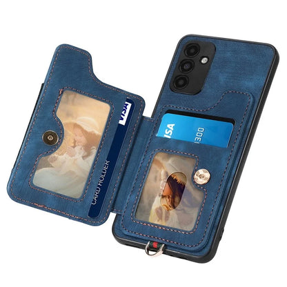 D4 For Samsung Galaxy A15 4G / 5G Phone Case Kickstand Card Holder RFID Blocking Leather+TPU Cover