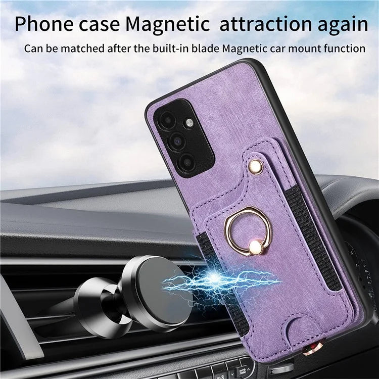 D4 For Samsung Galaxy A15 4G / 5G Phone Case Kickstand Card Holder RFID Blocking Leather+TPU Cover