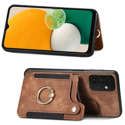 D4 For Samsung Galaxy A15 4G / 5G Phone Case Kickstand Card Holder RFID Blocking Leather+TPU Cover