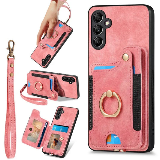 D4 For Samsung Galaxy A25 5G (Global) (161.0 x 76.5 x 8.3mm) Case PU Leather RFID Blocking Kickstand Phone Cover