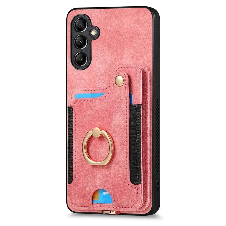 D4 For Samsung Galaxy A25 5G (Global) (161.0 x 76.5 x 8.3mm) Case PU Leather RFID Blocking Kickstand Phone Cover