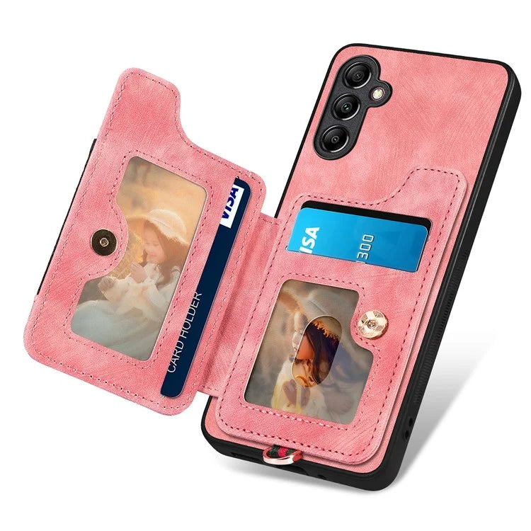 D4 For Samsung Galaxy A25 5G (Global) (161.0 x 76.5 x 8.3mm) Case PU Leather RFID Blocking Kickstand Phone Cover